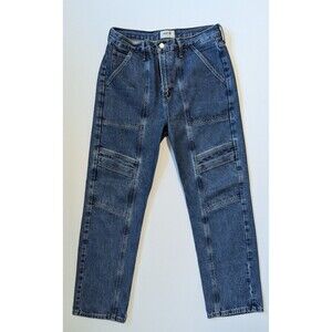 Agolde Cooper Cargo Straight Leg High Rise Size 28  Regulation Medium Wash Blue
